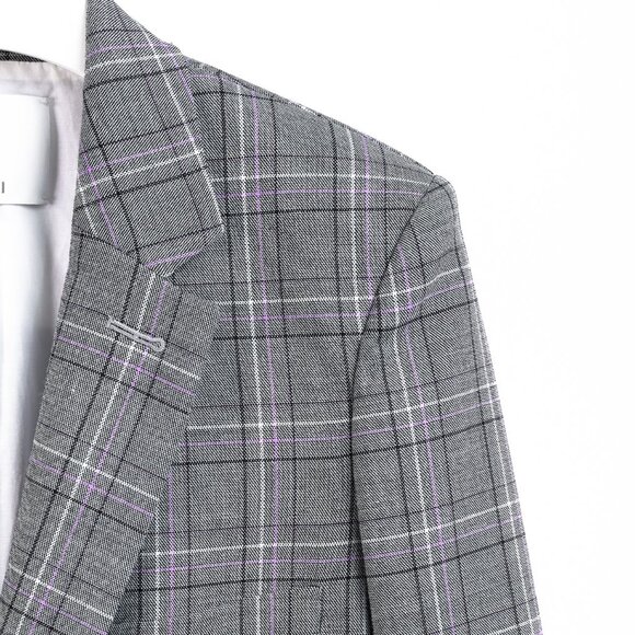 Tibi James Grey Black Purple Tartan Suiting Blazer - Picture 5 of 10